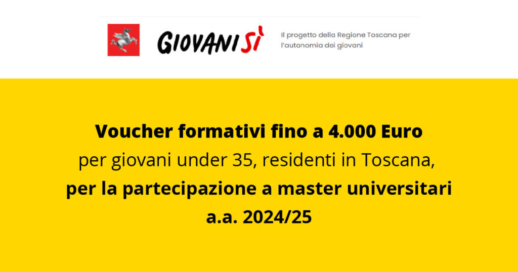 Voucher Regione Toscana per iscrizione a Master universitari 2024-2025