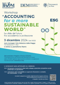 Workshop 03/12/2024 Accounting for a more sustainable world, Università di Pisa