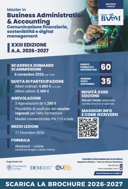 Scarica la locandina del Master BAASM a.a. 2026-2027